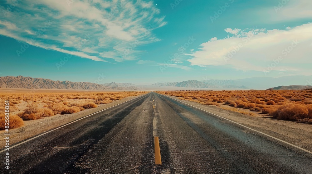 Fototapeta premium Empty asphalt road Adventure road in desert