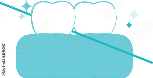 オーラル・デンタルケアのイラスト　フロス