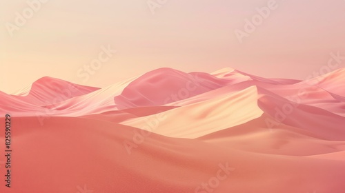 Create a serene lowpoly desert landscape featuring pasteltoned sand dunes and secretive oases.