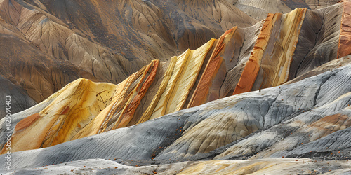 Striped with colors due to mineral deposits photo