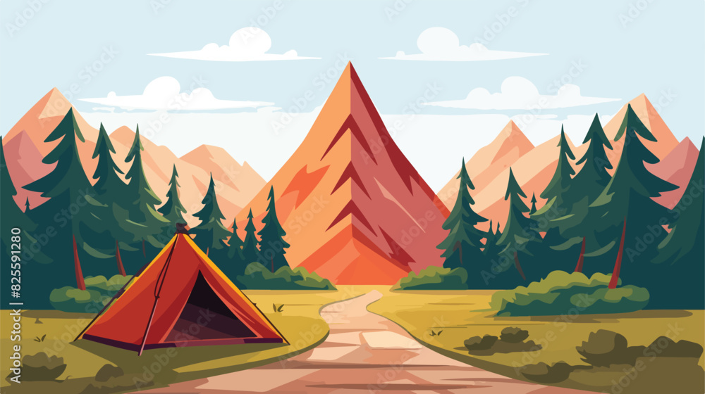 Outdoor camping concept. Vector illustration depict