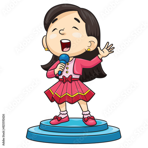 cartoon girl singing on stage