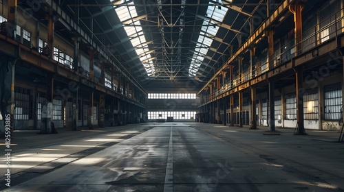 A large empty warehouse with rows of collumn.