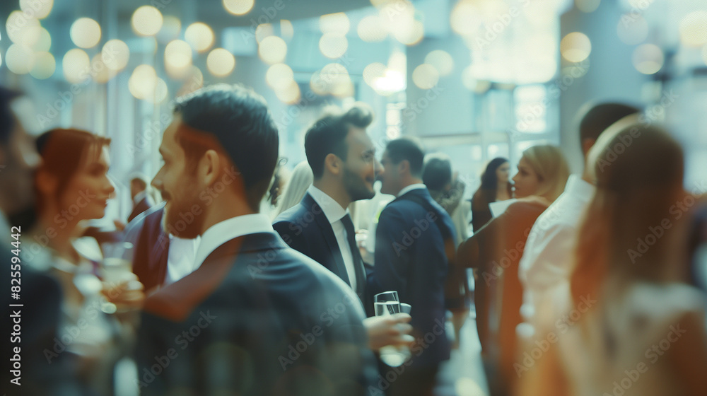Business People Party in Office Center: Blurred Shot Business People Party in Office Center: Blurred Shot