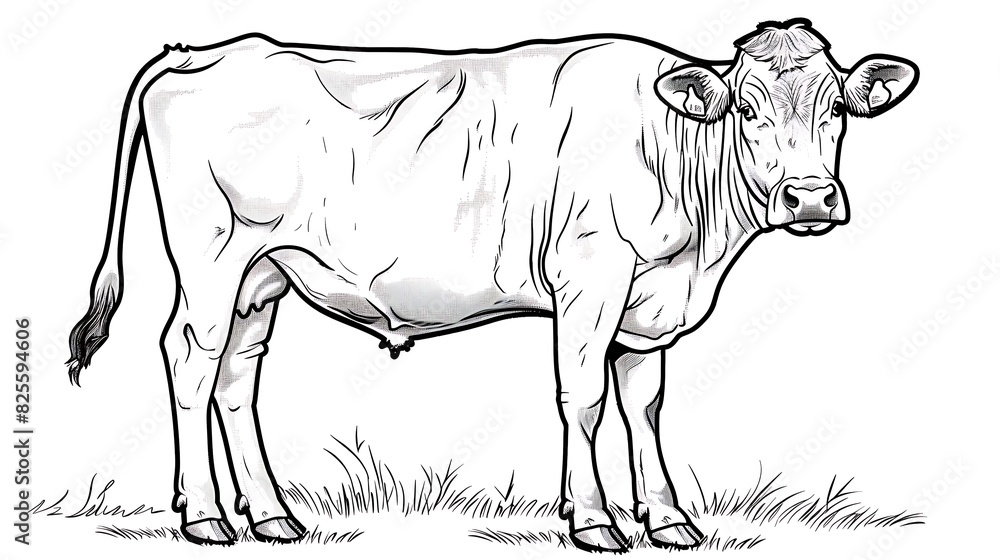 Obraz premium cow, animal, farm, cattle, calf, agriculture, grass, mammal, livestock, white, bull, nature, beef, field, rural, milk, pasture, brown, farming, green, meadow, bovine, dairy, face, cows