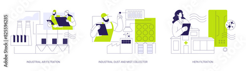 Industrial air purification abstract concept vector illustrations.