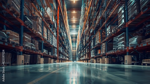 A large warehouse with rows of shelves. © KHF