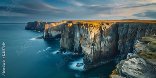 Landscape of cliffs by the ocean photo