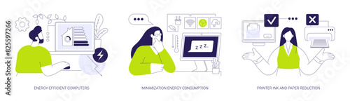 Green computing abstract concept vector illustrations.