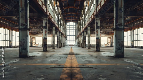 A large warehouse with rows of shelves.