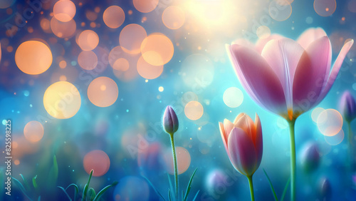 Tulip flowers set against a bokeh background