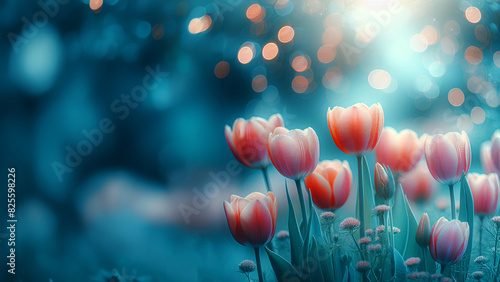 Tulip flowers set against a bokeh background