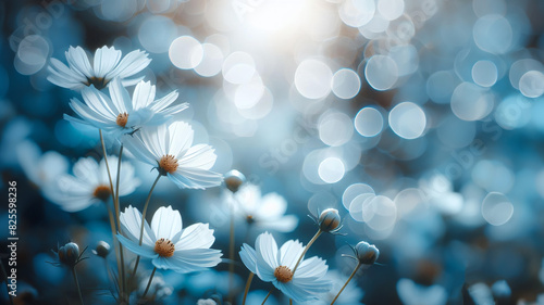 White flowers on a bokeh background
