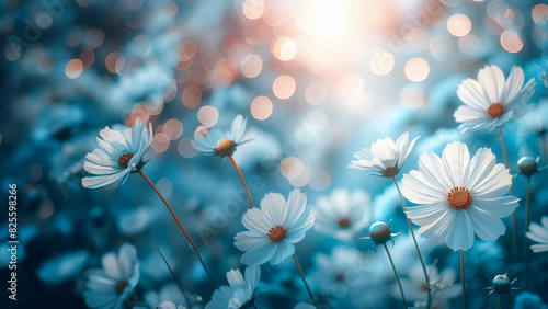 White flowers on a bokeh background