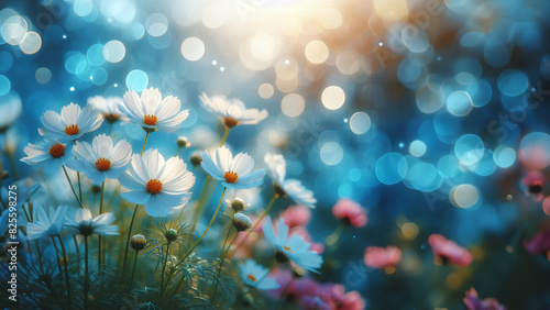 White flowers on a bokeh background