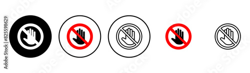 Stop icon set. stop road sign. hand stop icon vector