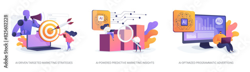 AI in Marketing abstract concept vector illustrations.