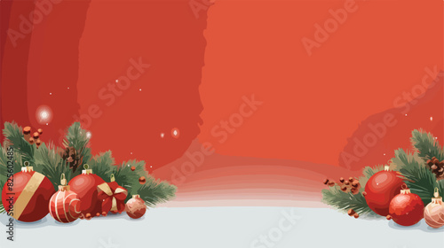 Red winter christmas background template with borde