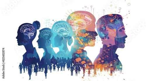Neurodiversity concept. Neurodivergent person in a workplace, in the office. Mental health awareness. Assistive Technology for Neurodiversity. Teamwork development for inclusion, diversity. Brain