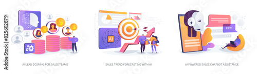 Artificial Intelligence in Sales abstract concept vector illustrations.