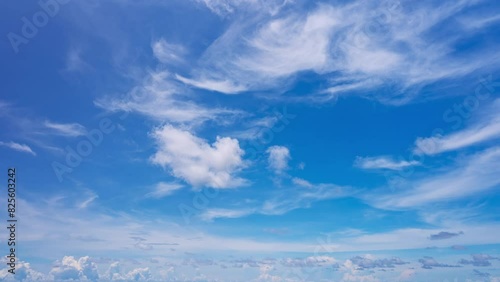 Blue sky white clouds Cloudscape timelapse Amazing summer blue sky Time Lapse in Nature good weather day background 4-K	