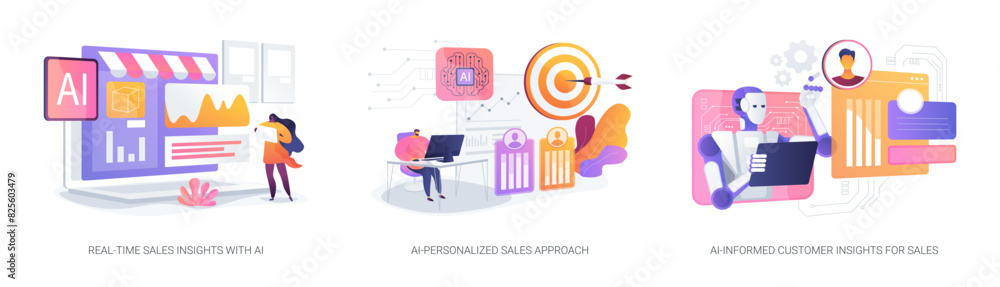 Sales Customization with AI abstract concept vector illustrations. Sales Customization with AI abstract concept vector illustrations.