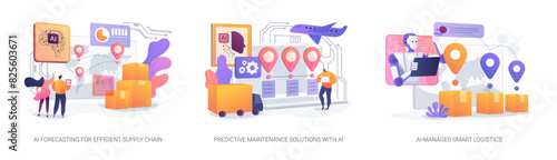 AI in Supply Chain Management abstract concept vector illustrations.