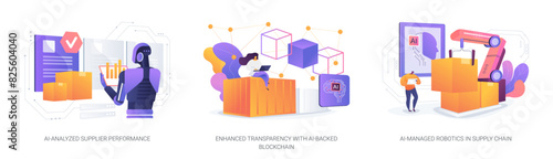 AI-driven Supply Chain abstract concept vector illustrations.