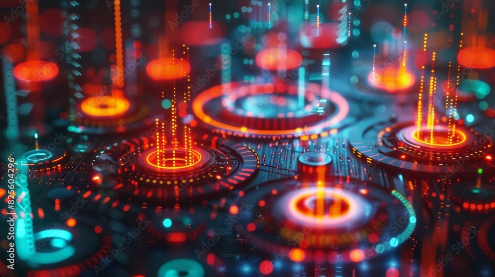 model of a data monitoring icon with bright, contrasting colors and intricate details model of a data monitoring icon with bright, contrasting colors and intricate details