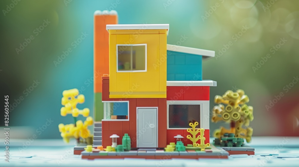 A real photography of miniature of a house made of in fun theme color. Cute miniature A real photography of miniature of a house made of in fun theme color. Cute miniature