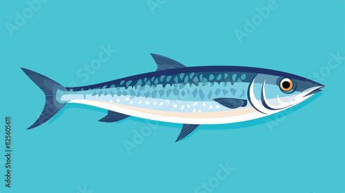 Sardine fish cartoon flat vector illustration isola © Vector