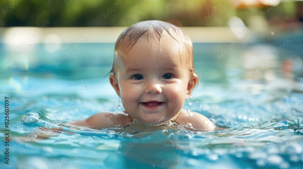 Infant learning to swim Infant learning to swim