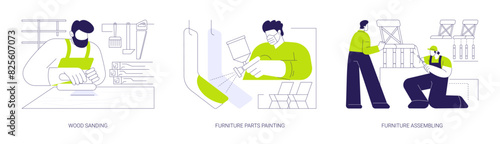 Furniture mass production abstract concept vector illustrations.