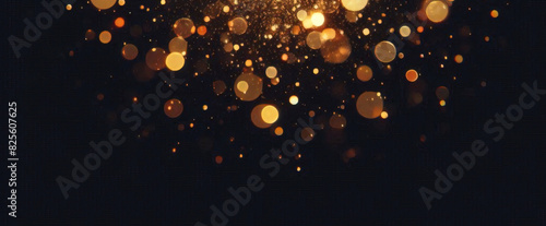 Fondo con partículas de brillo dorado que caen. Confeti dorado cayendo con luz mágica. Hermoso fondo claro photo