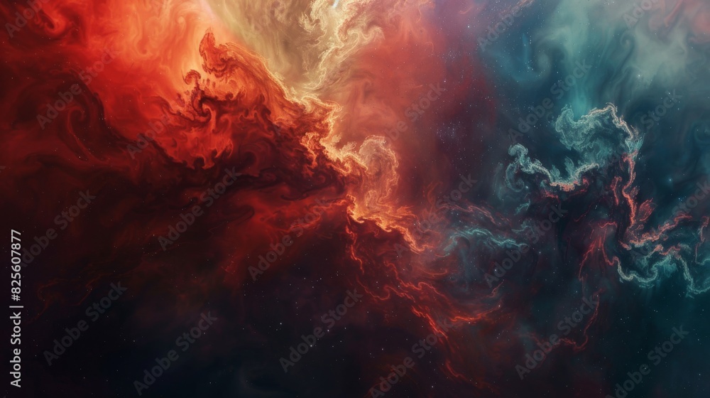 Abstract space background with stars and nebula. Fantasy fractal texture.