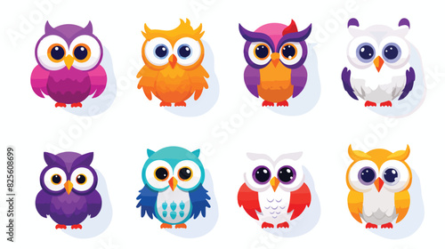 Set of colorful owl logo templates. Vector illustra