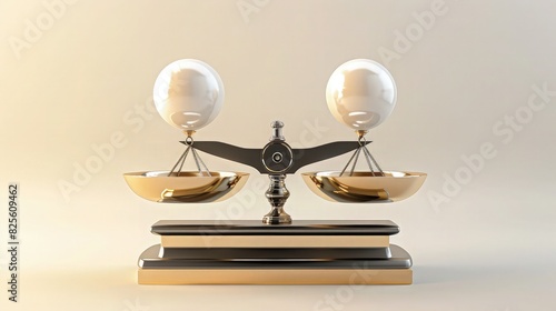 A 3D illustration of a scale with two balls--one representing rationality and the other emotion--perfectly balanced, symbolizing harmony and equilibrium in decision-making.