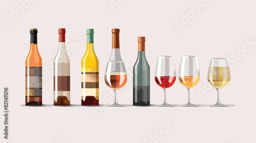 Set of wine bottles and glasses realistic vector il