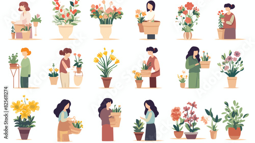 Set of women florist characters flat style vector i