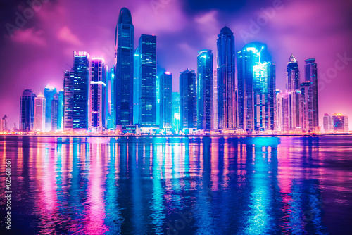 Wallpaper Mural A stunning city skyline at night, illuminated by the glow of neon lights and skyscrapers, capturing the energy of urban life. Torontodigital.ca