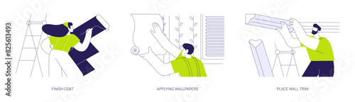 Wall coverings abstract concept vector illustrations.
