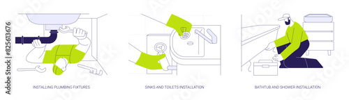 Plumbing services abstract concept vector illustrations.