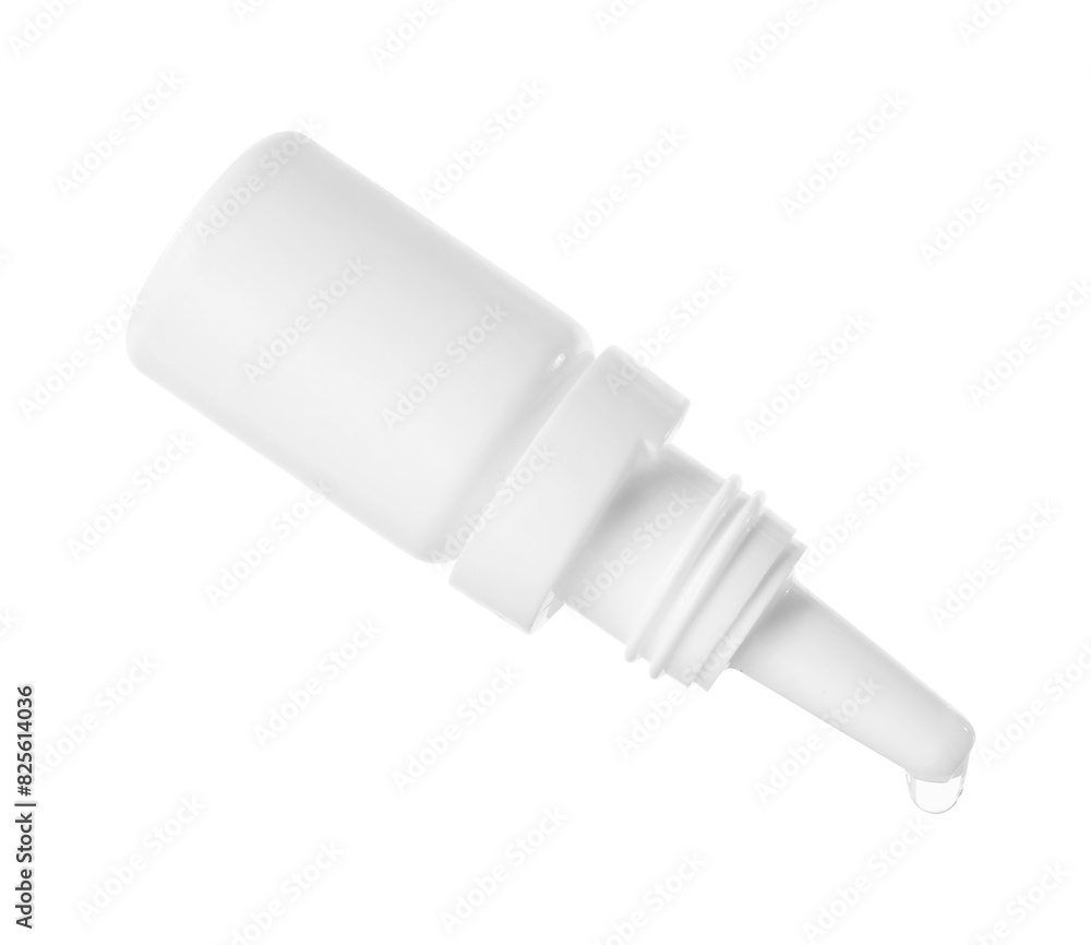 Dripping medical drops from bottle on white background Dripping medical drops from bottle on white background