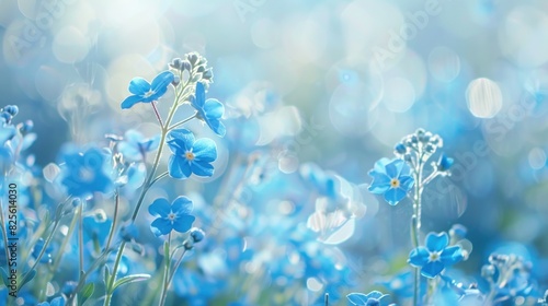 Beautiful blue flowers background with bokeh light.