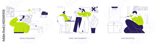 Real estate legal procedures abstract concept vector illustrations.