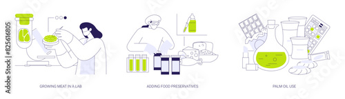 Biotechnology in food industry abstract concept vector illustrations.