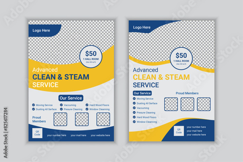 creative modern vector cleaning service flyer, house cleaning flier, home service template, pool, roof cleaning poster, office cleaning brochure commercial service flyer design in illustrator