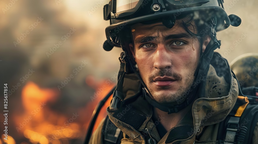heroic dedication a brave firefighter clad in protective gear stands tall and ready to serve embodying courage and selflessness in the face of danger portrait photography heroic dedication a brave firefighter clad in protective gear stands tall and ready to serve embodying courage and selflessness in the face of danger portrait photography