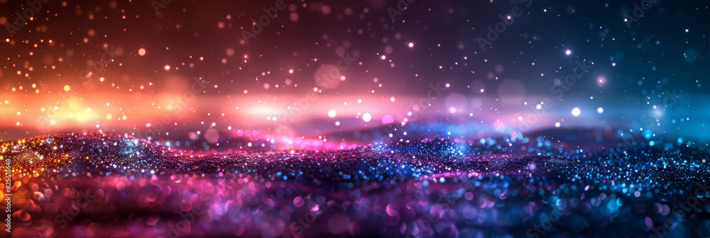Fototapeta premium background of abstract glitter lights. purple, teal and black banner
