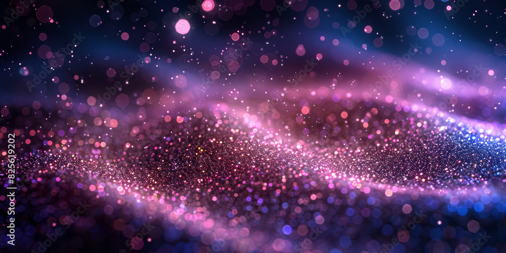 background of abstract glitter lights. purple, teal and black banner background of abstract glitter lights. purple, teal and black banner